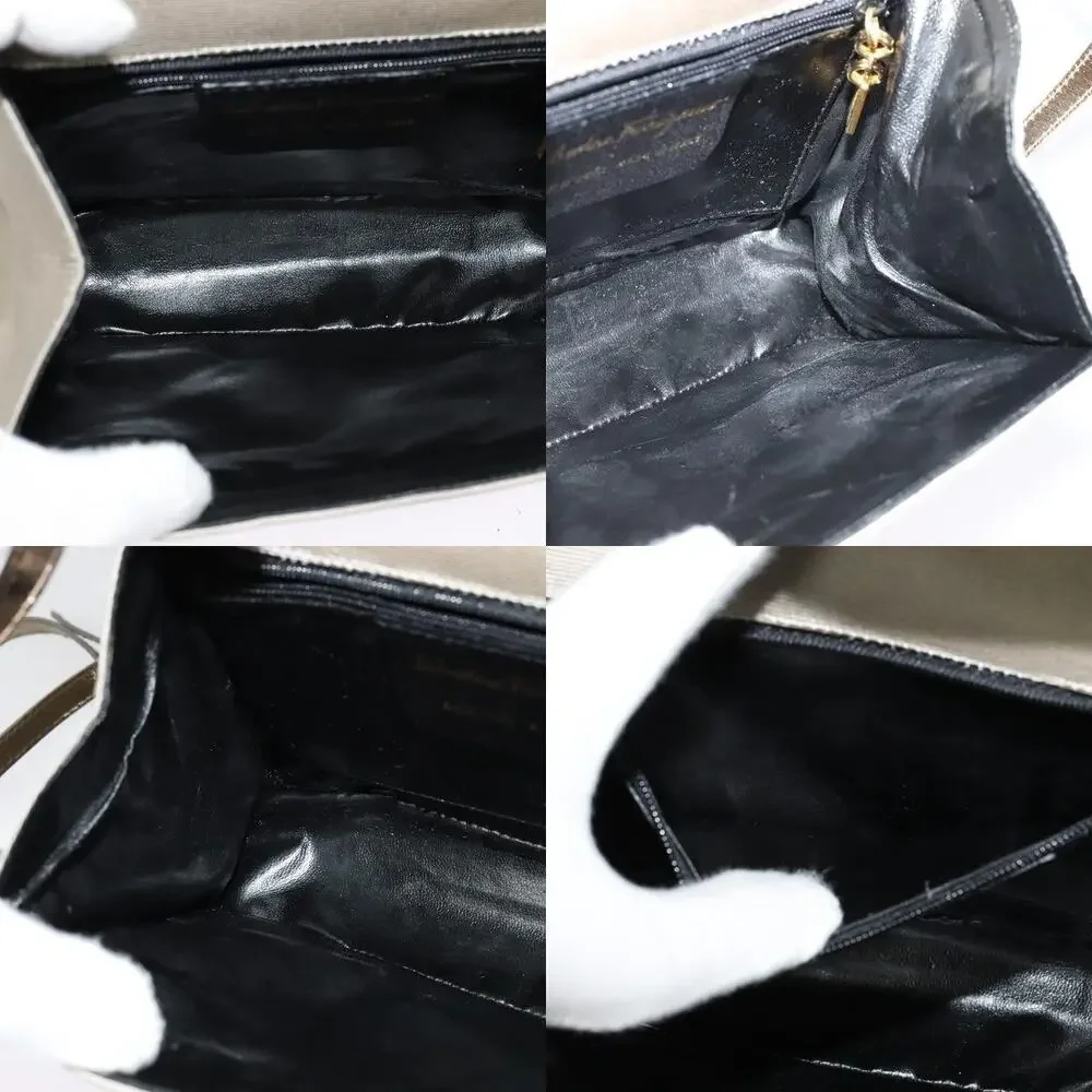 Salvatore Ferragamo Nylon Vara Handbag Beige